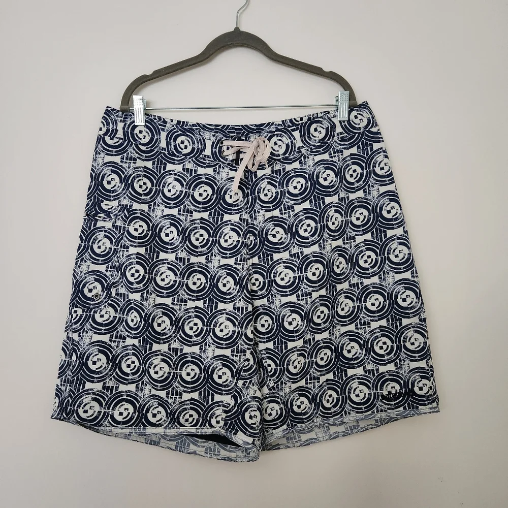 Patagonia Paddler Board Shorts Mens 36 Swim Trunks Blue Geometric